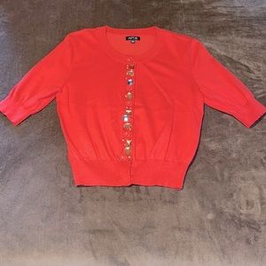 NWOT Coral Cropped Short Sleeve Bling Cardigan